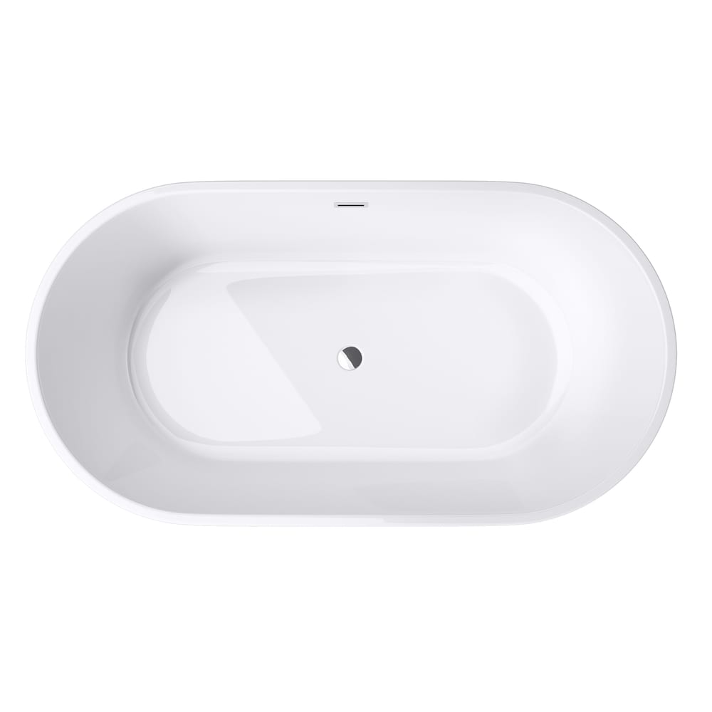 Harmony 4.9-ft. Acrylic Seamless Free-Standing Centre Drain Oval Soaker Bathtub in White