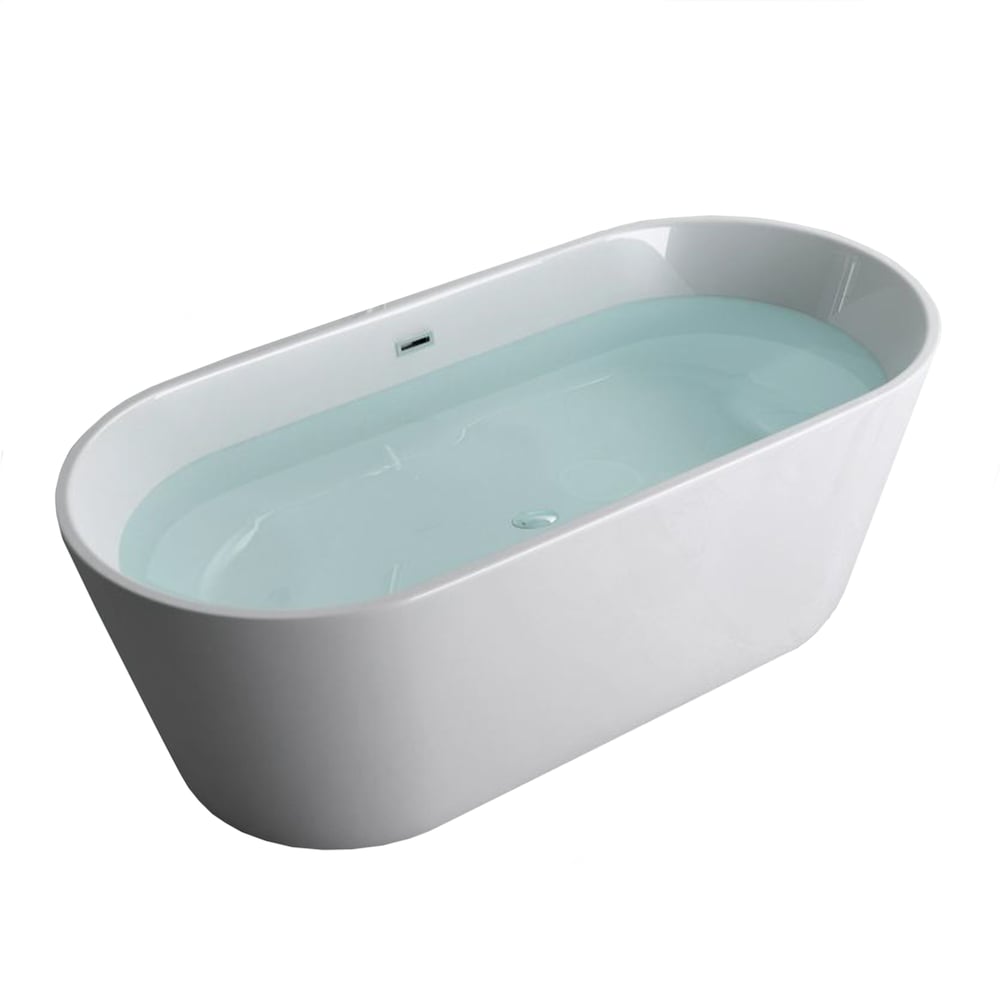Harmony 4.9-ft. Acrylic Seamless Free-Standing Centre Drain Oval Soaker Bathtub in White
