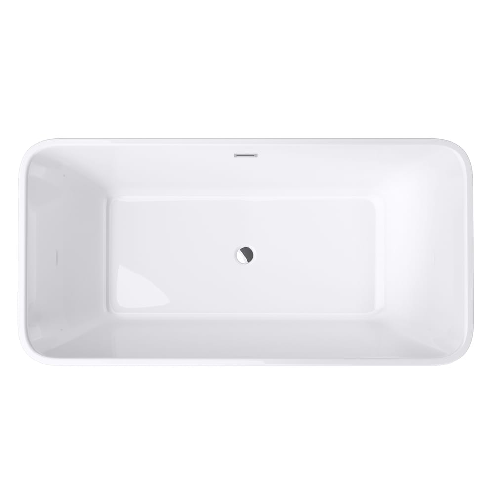 Baignoire autoportante rectangulaire en acrylique Shiloh de 4,9 pi avec drain central et jointure, noire