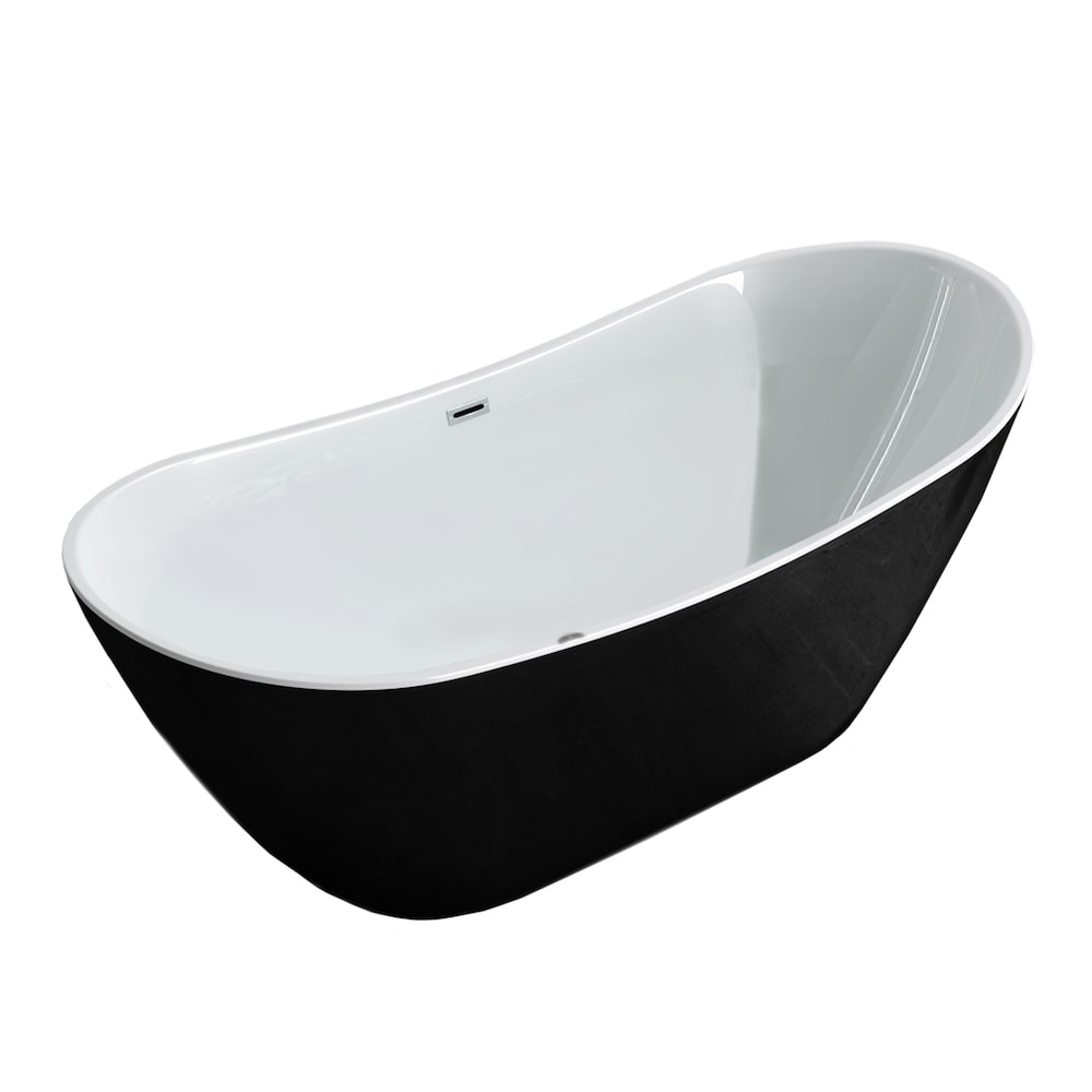 Baignoire autoportante ovale Chelsea en acrylique de 4,9 pi avec drain central et jointure en noir