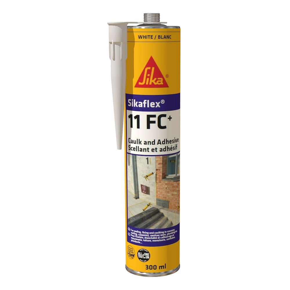 Sikaflex-11 FC+ Blanc 300 mL, Adhésif Élastique Tout Usage et Scellant de Joint - Collage et Scellement