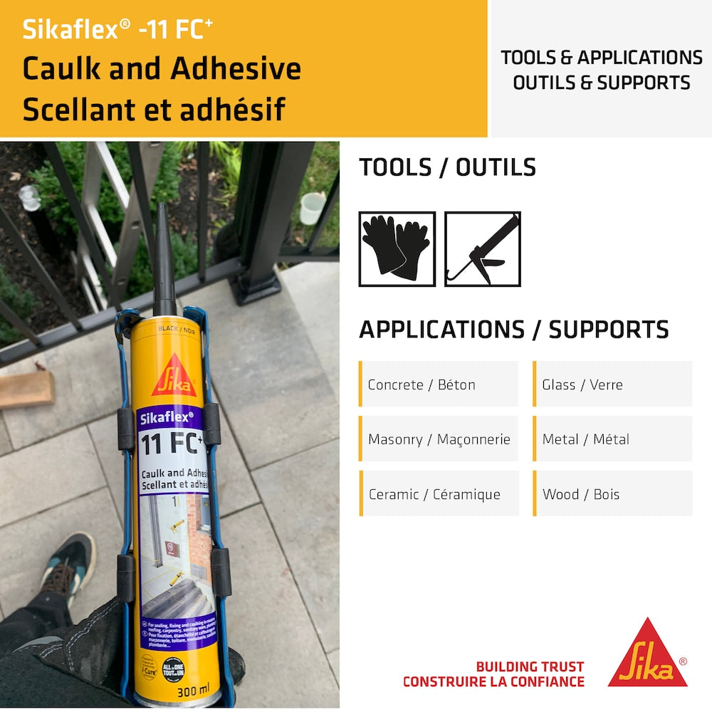 Sikaflex-11 FC+ Blanc 300 mL, Adhésif Élastique Tout Usage et Scellant de Joint - Collage et Scellement