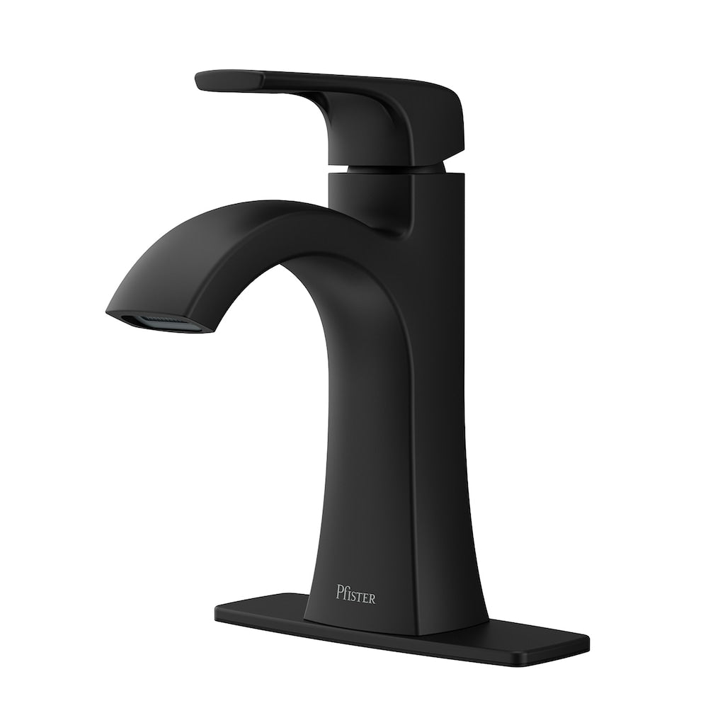Robinet de lavabo de salle de bain à poignée unique Bruxie à 1 ou 3 trous, noir mat