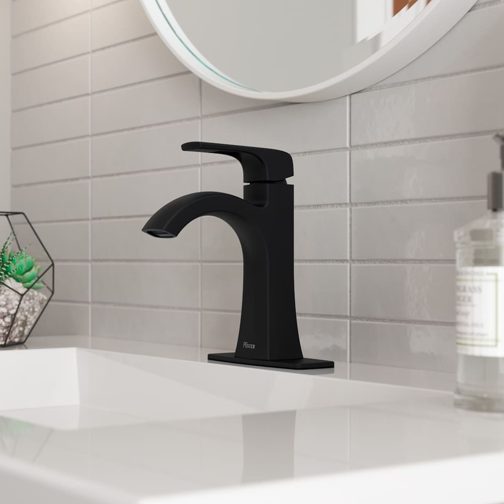 Robinet de lavabo de salle de bain à poignée unique Bruxie à 1 ou 3 trous, noir mat