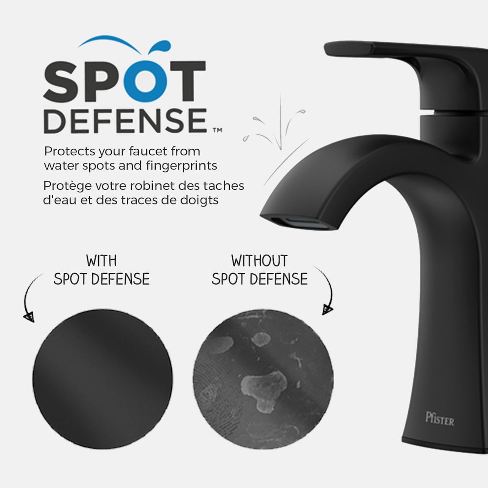 Robinet de lavabo de salle de bain à poignée unique Bruxie à 1 ou 3 trous, noir mat