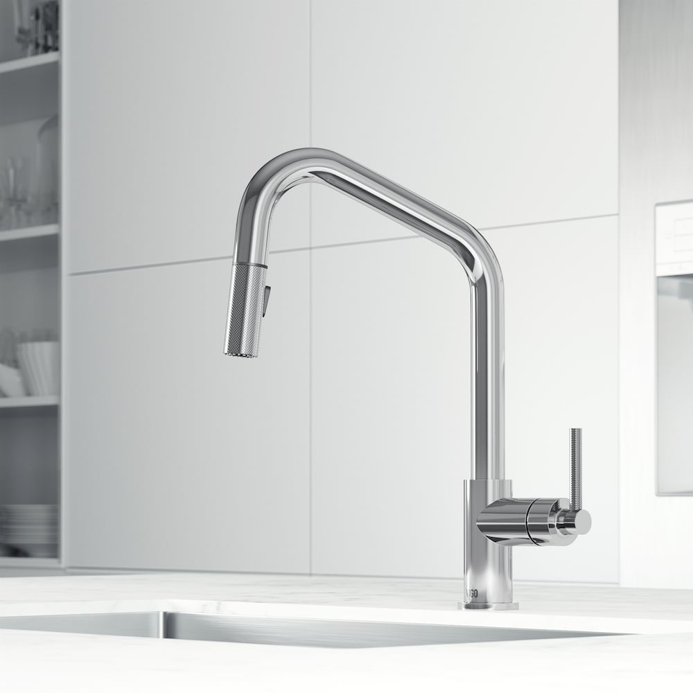 Robinet de cuisine à poignée unique et pulvérisateur rétractable Utopia en chrome