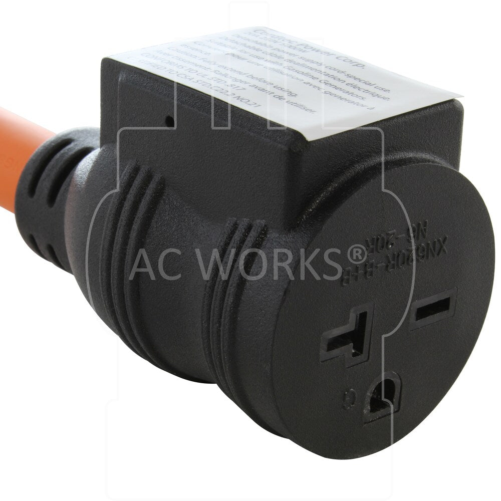 1.5FT 50A CS6365/ SS2-50P Locking Plug to NEMA 6-20R 15/20A 250V Outlet with 20A Breaker