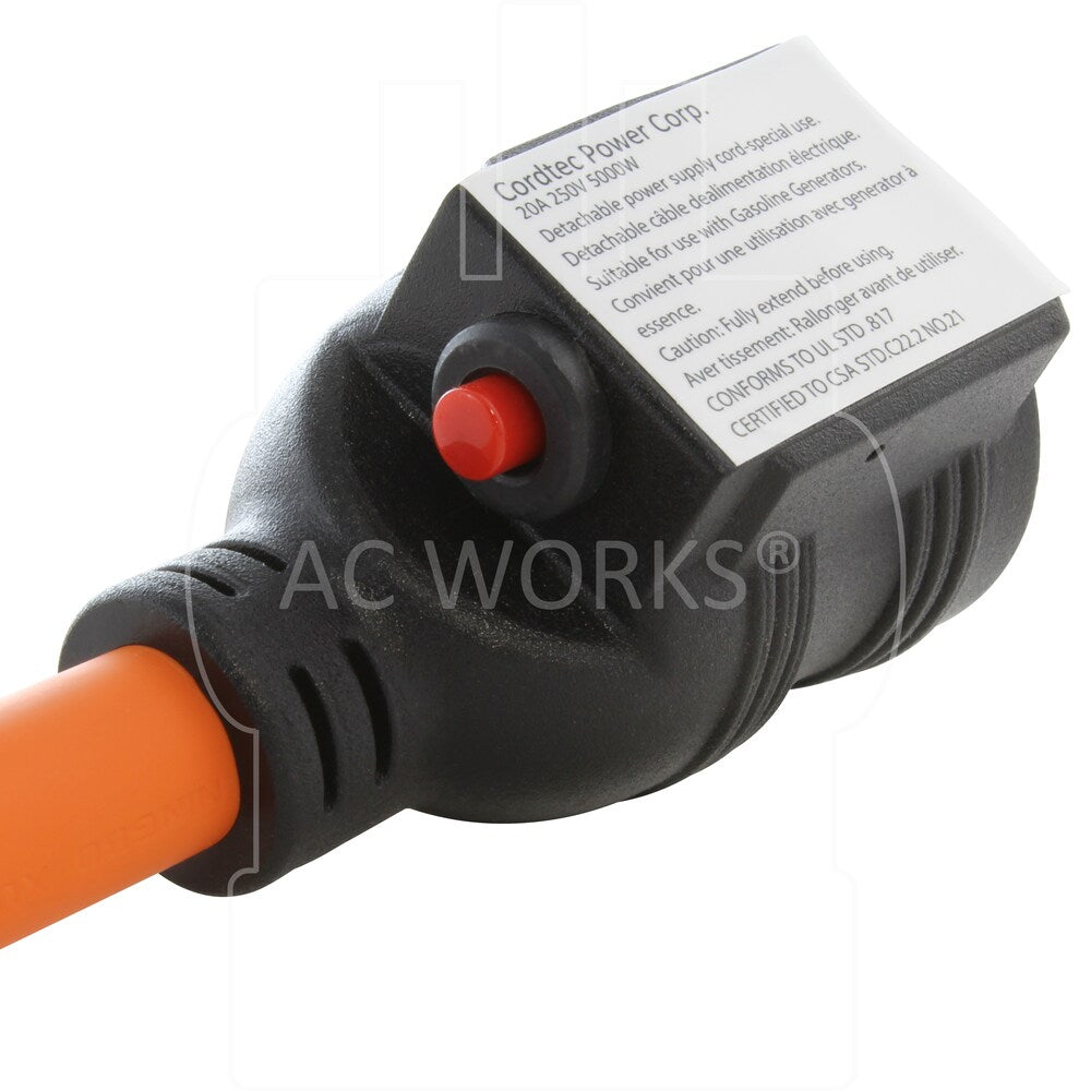 1.5FT 50A CS6365/ SS2-50P Locking Plug to NEMA 6-20R 15/20A 250V Outlet with 20A Breaker
