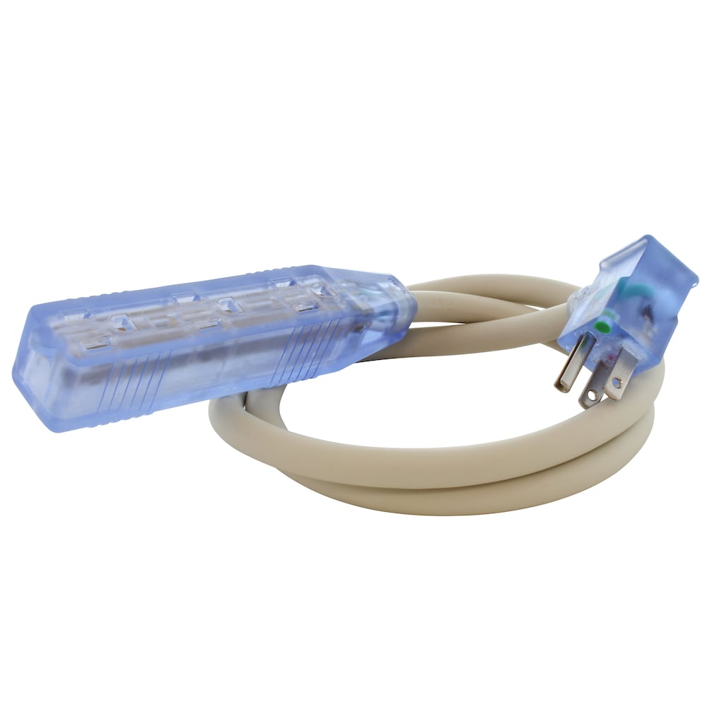 3FT 15 Amp 12/3 Power Strip Cord with Power Indicator and Green Dot Plug