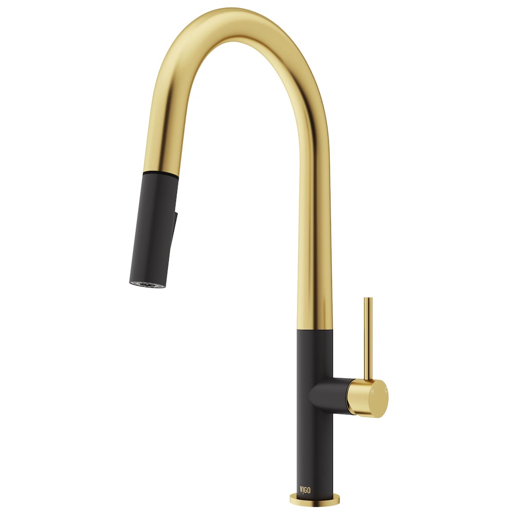 Greenwich Single-Handle Pull-Down Sprayer Kitchen Faucet in Matte Brushed Gold&Matte Black