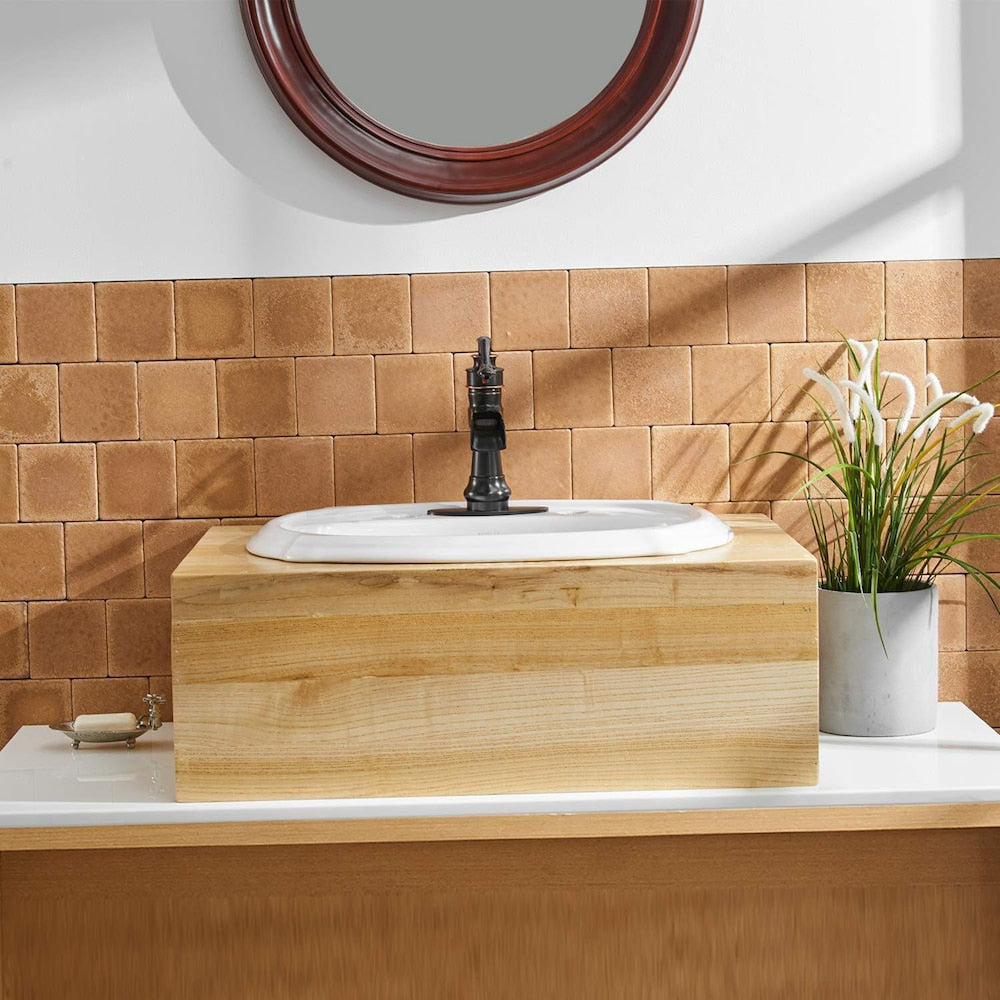 Robinet de salle de bain à un trou et à poignée unique en cascade avec ensemble de vidange en bronze huilé