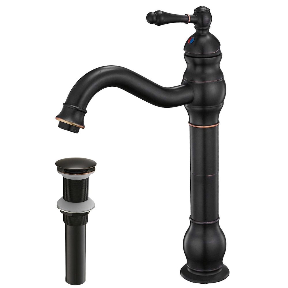 Waterfall Single Hole Single-Handle Vessel Bathroom Faucet with Drain Assembly in Oil Rubbed Bronze