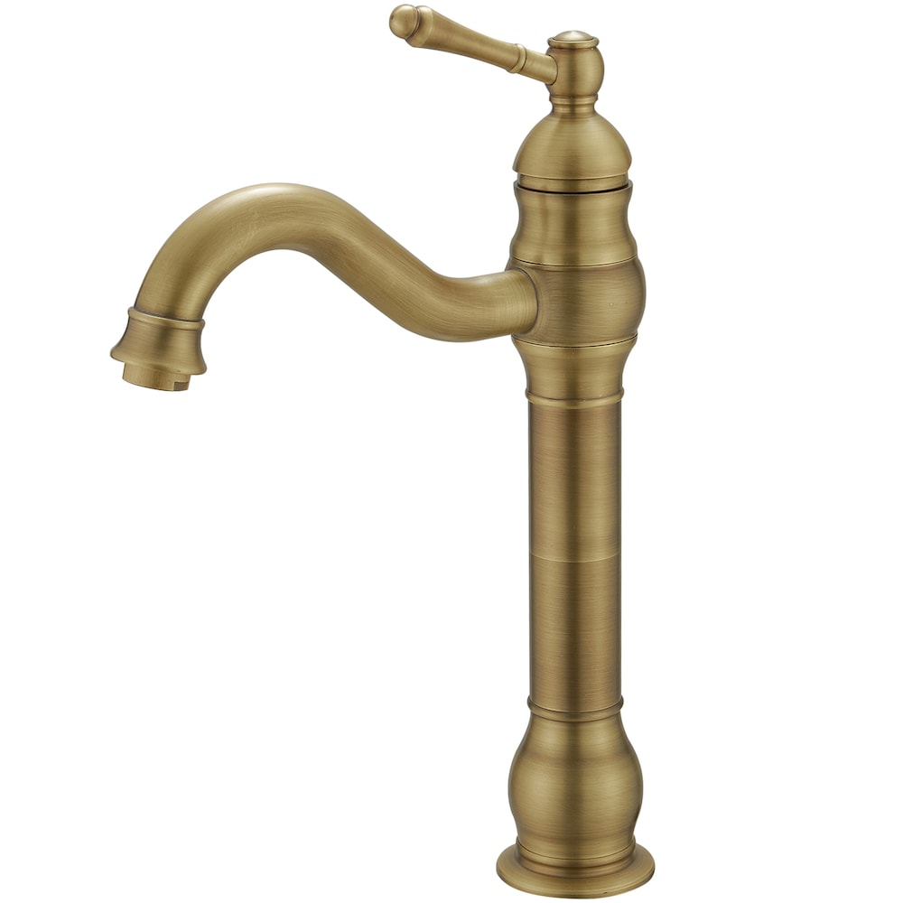 Robinet de lavabo monotrou à poignée unique avec bec pivotant à 360° en laiton antique