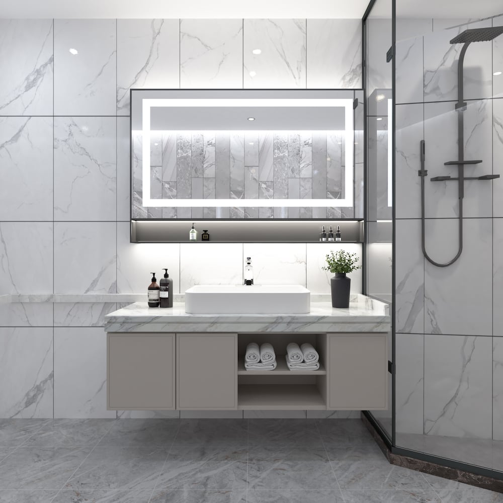 Robinet de lavabo de salle de bain automatique sans contact avec capteur et plaque de pont en chrome poli