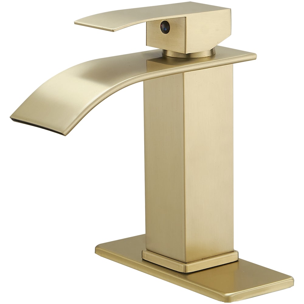 Robinet de salle de bain à poignée unique en cascade Robinet de lavabo de salle de bain en or brossé