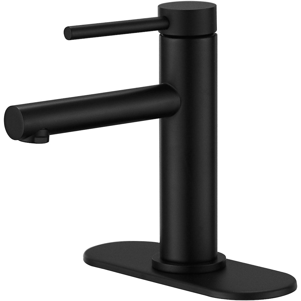 Robinet de lavabo de salle de bain à poignée unique et trou unique en noir mat