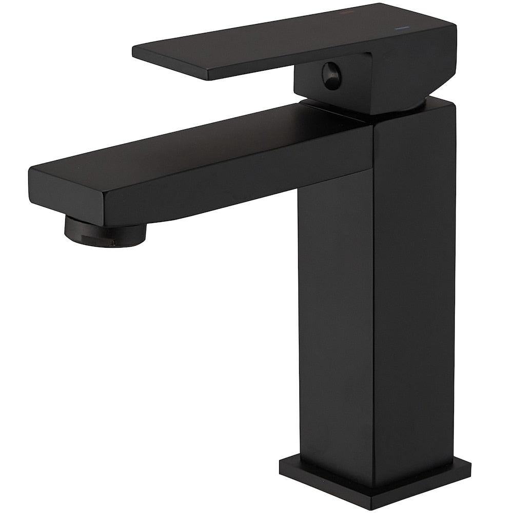 Robinet de salle de bain monotrou à poignée unique en noir mat
