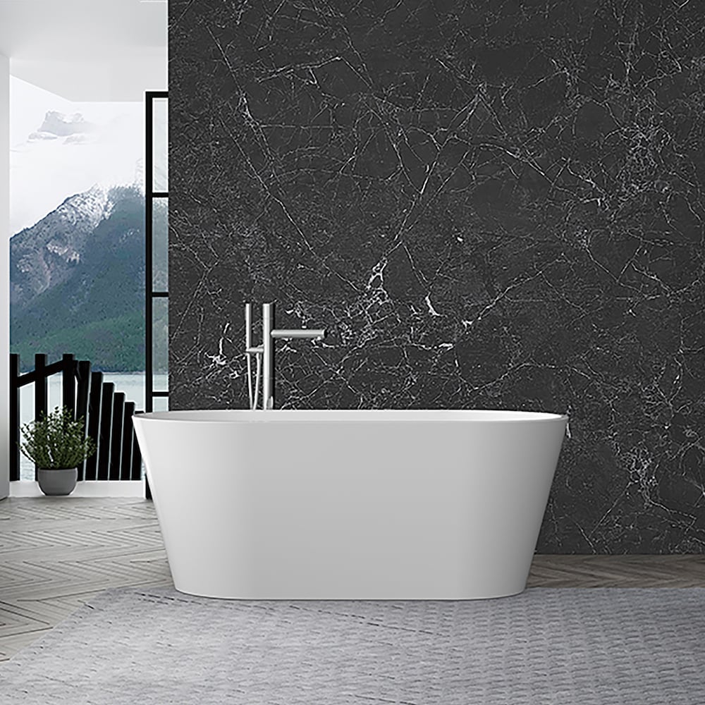Harmony 5.58 ft. Acrylic One-Piece Freestanding Oval Soaker Bathtub with Centre Drain in White