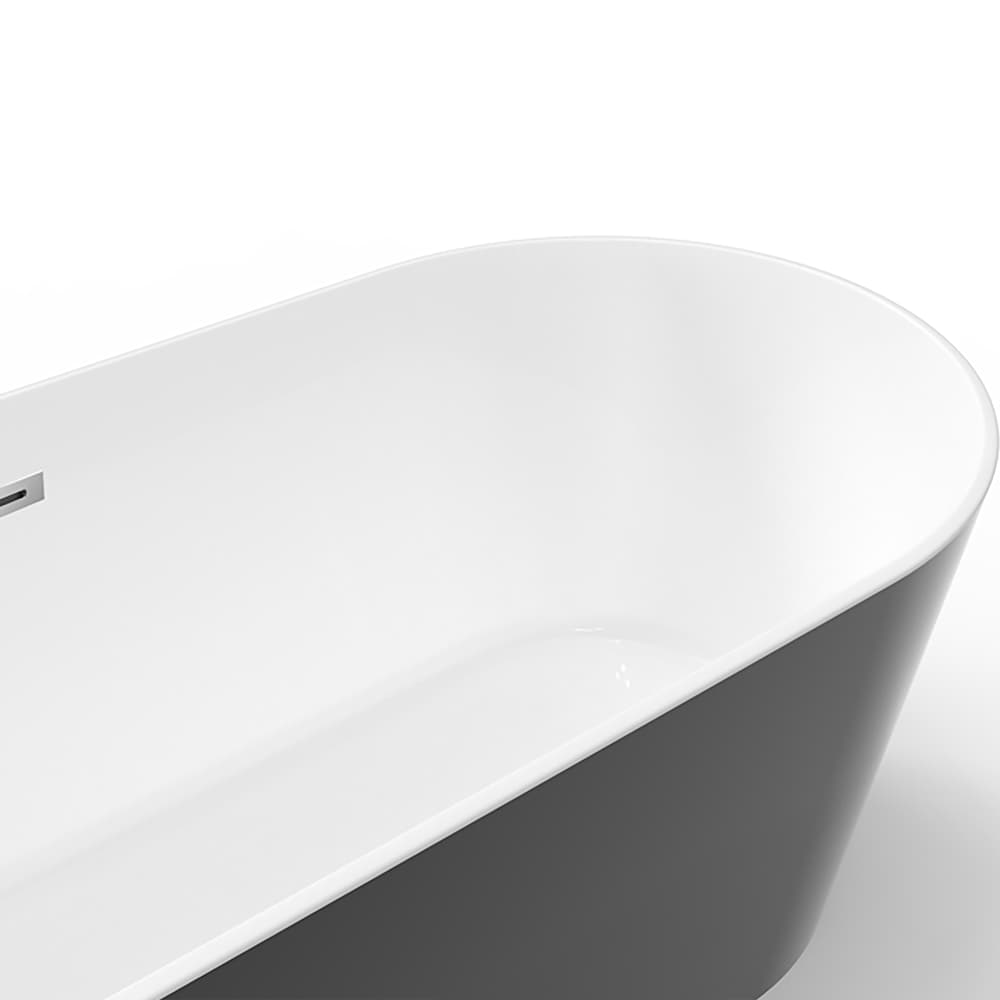 Baignoire autoportante ovale monobloc en acrylique Harmony de 5,58 pi avec drain central en noir