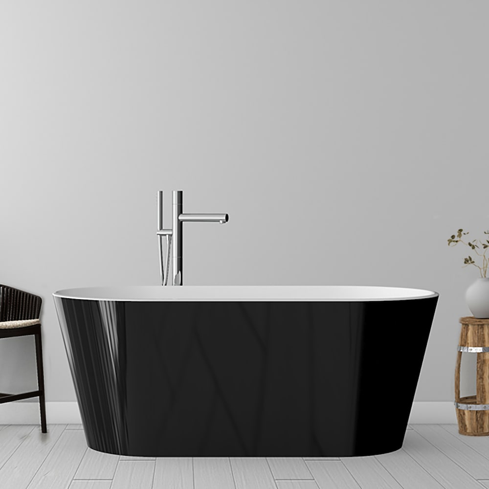 Baignoire autoportante ovale monobloc en acrylique Harmony de 5,58 pi avec drain central en noir
