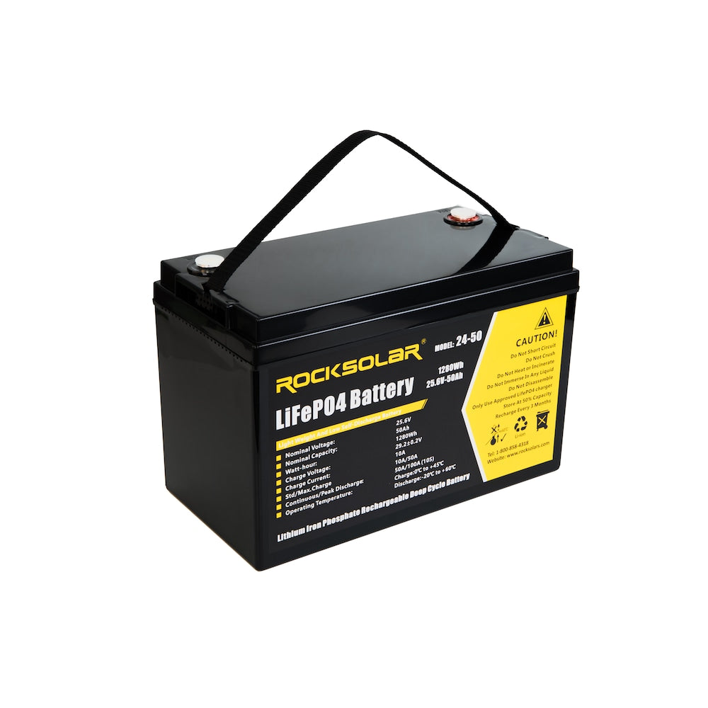 24V 50Ah Deep Cycle LiFePO4 Battery with BMS System
