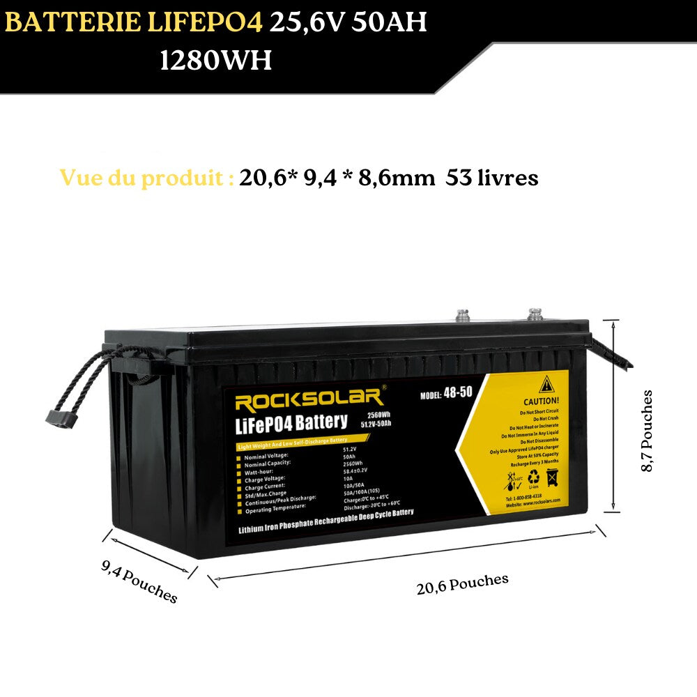 48V 50Ah Deep Cycle LiFePO4 Battery