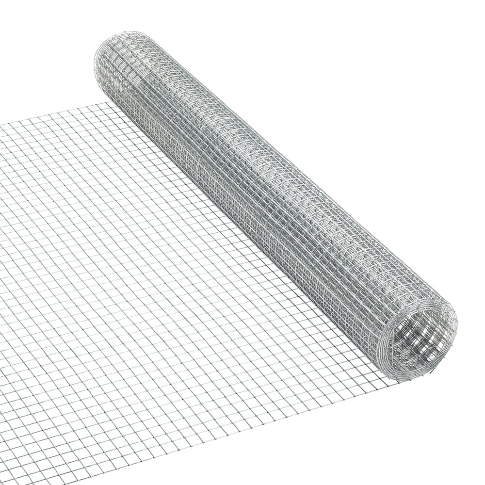 Clôture en acier galvanisé soudé de calibre 19 de 25 pi L x 48 po H avec maille de 1/2 po x 1/2 po