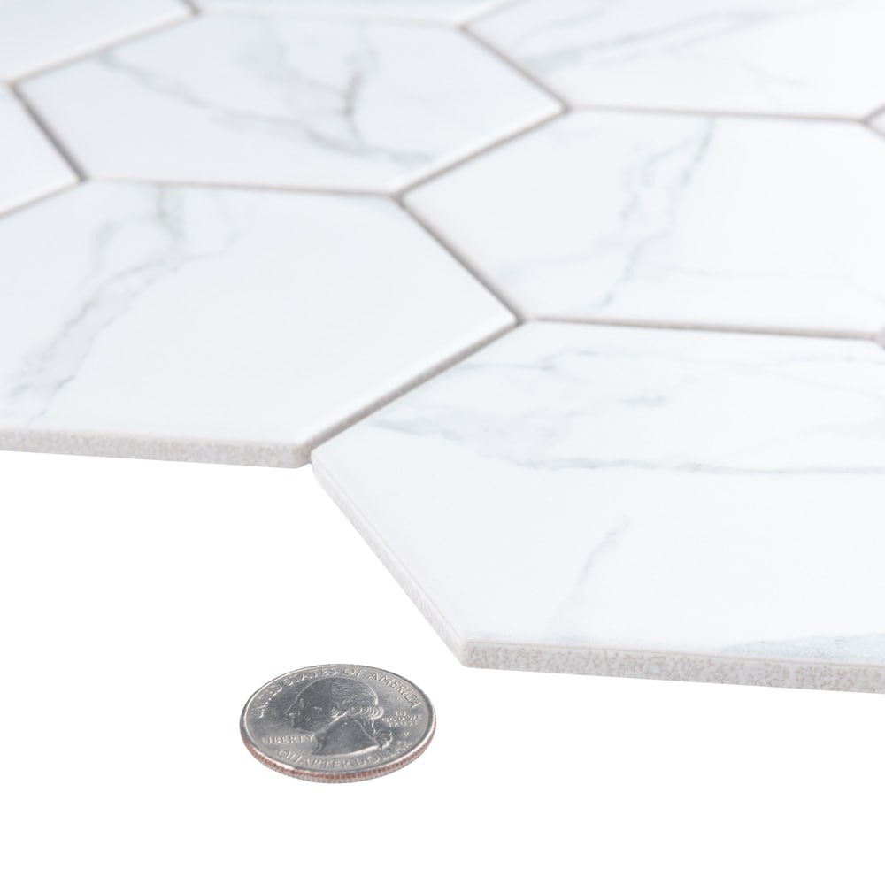 Sample - Carrione Super Hex Matte Carrara 6-inch x 6-inch Porcelain Marble Look Tile