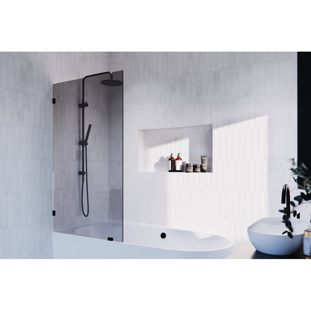 Ursa 34 in. W x 58.25 in. H Single Fixed Panel Bathtub Door in Oil Bronze with Bronze Tinted Glass