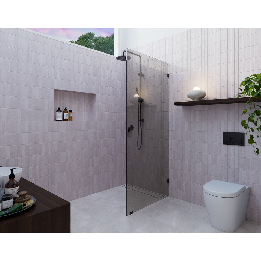 Ursa 30 in. W x 78 in. H Single Fixed Panel Bathtub Door in Oil Rubbed Bronze with Grey Tinted Glass
