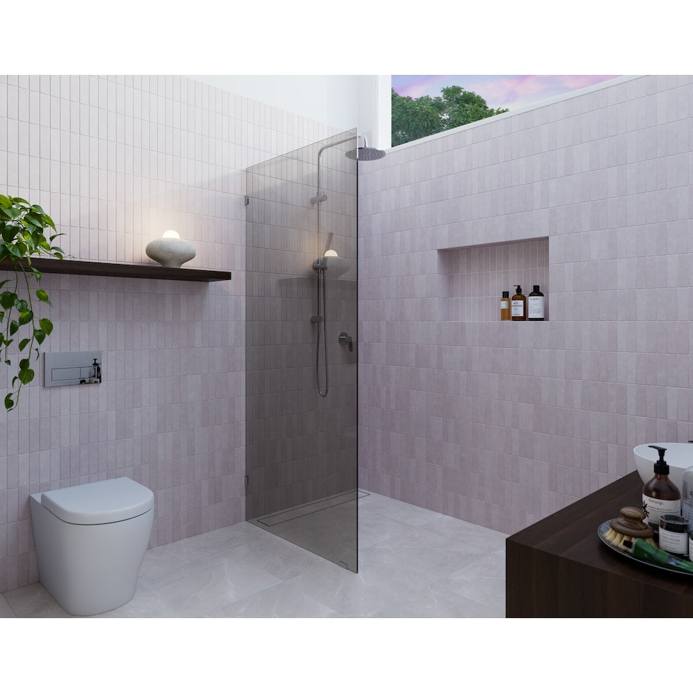 Ursa 30 in. W x 78 in. H Single Fixed Panel Bathtub Door in Chrome with Grey Tinted Glass