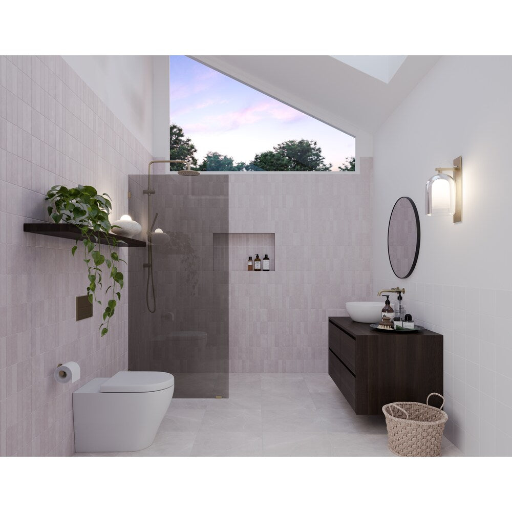 Ursa 30 in. W x 78 in. H Single Fixed Panel Bathtub Door in Brushed Bronze with Grey Tinted Glass