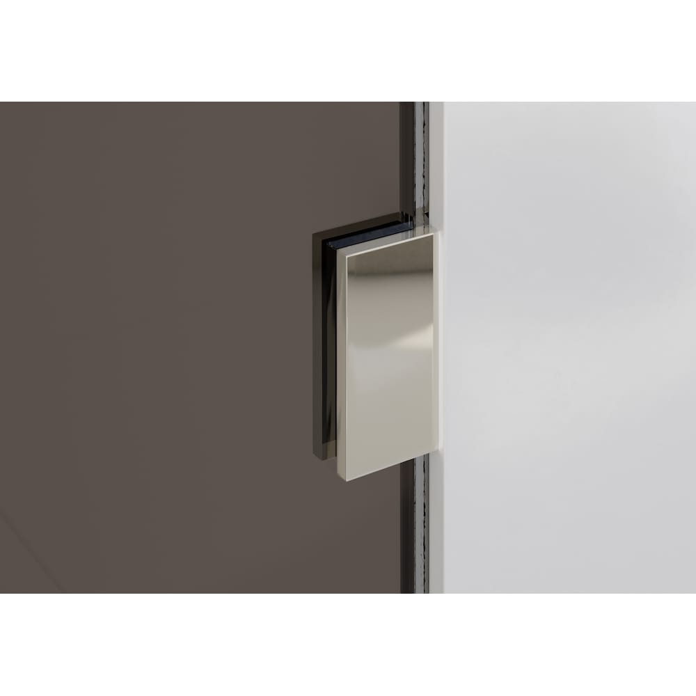 Porte de baignoire à panneau fixe simple Ursa de 34 po de largeur x 58,25 po de hauteur en nickel poli avec verre teinté