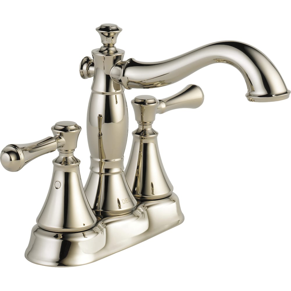 Robinet de lavabo de salle de bain à arc moyen à 2 poignées et à levier Cassidy de 4 pouces, nickel poli