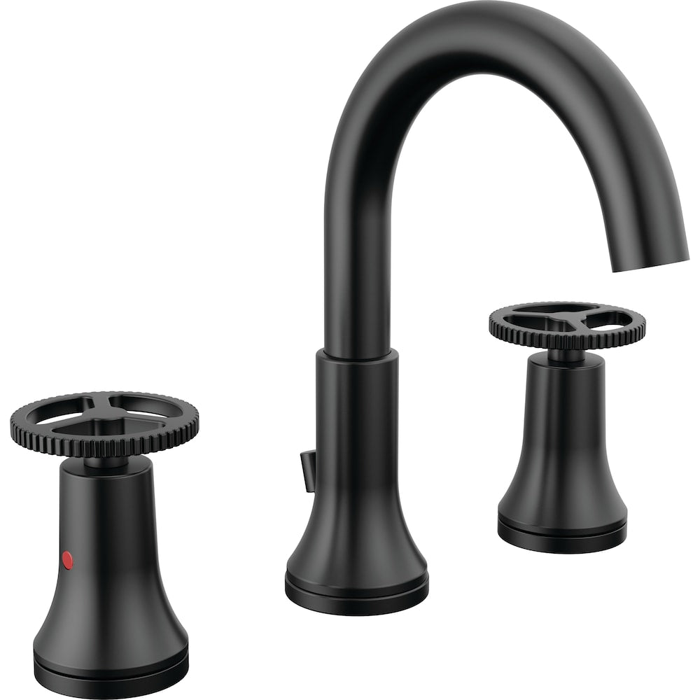 Robinet de lavabo de salle de bain WaterSense à 2 poignées et à large entraxe de 8 pouces de Trinsic en noir mat