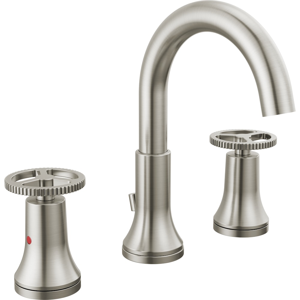 Robinet de lavabo de salle de bain WaterSense à 2 poignées et à large entraxe de 8 pouces de Trinsic en acier inoxydable