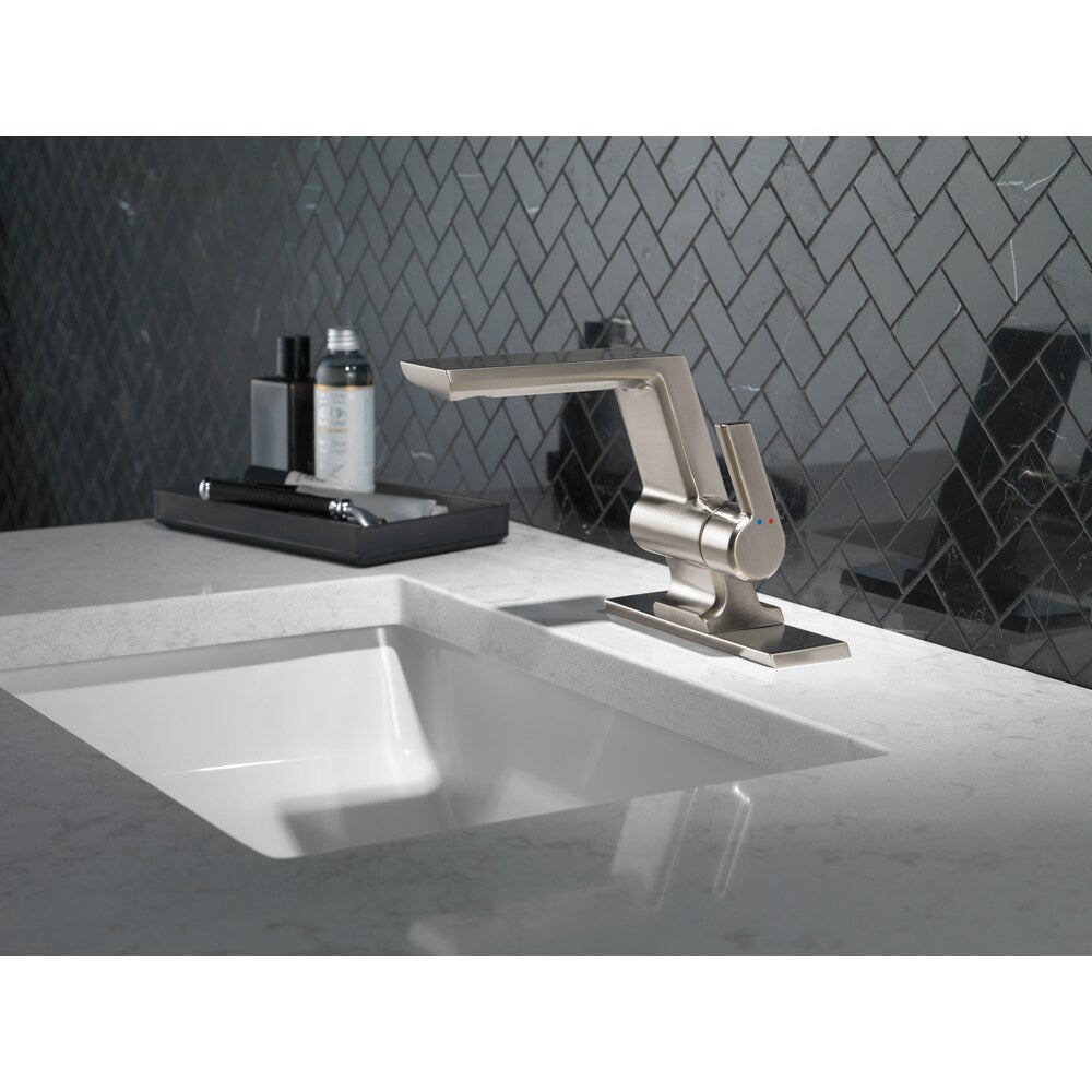 Pivotal Single Handle Single Hole Lever Bathroom Sink Faucet Metal Pop-Up in Stainless Steel