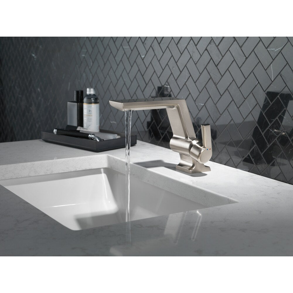 Pivotal Single Handle Single Hole Lever Bathroom Sink Faucet Metal Pop-Up in Stainless Steel