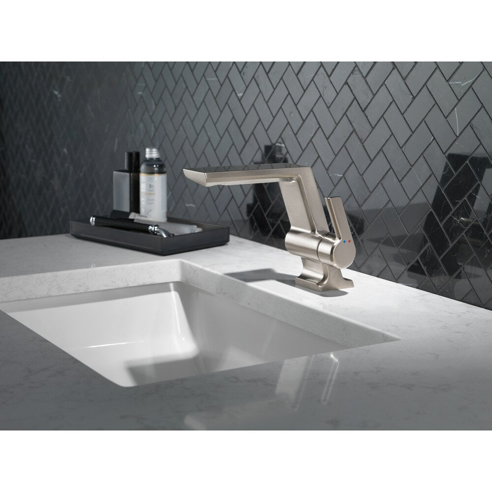 Pivotal Single Handle Single Hole Lever Bathroom Sink Faucet Metal Pop-Up in Stainless Steel