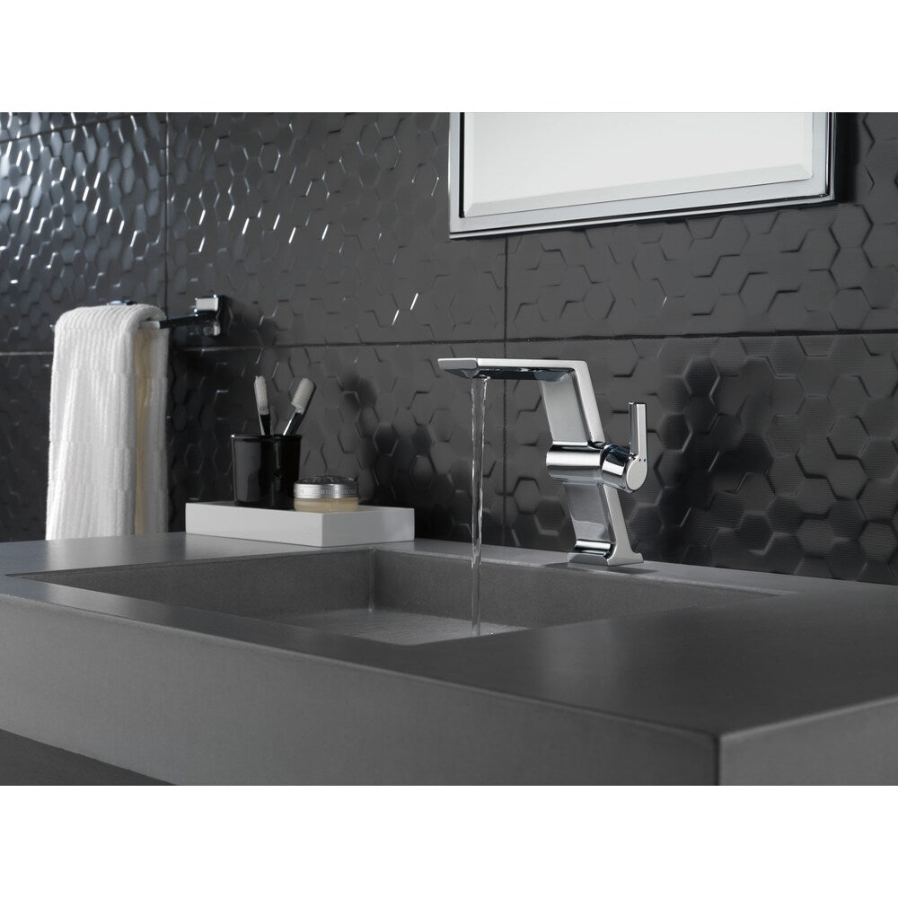 Robinet de lavabo de salle de bain pivotant à poignée unique et à trou unique, montage sur pont, débit standard, en chrome