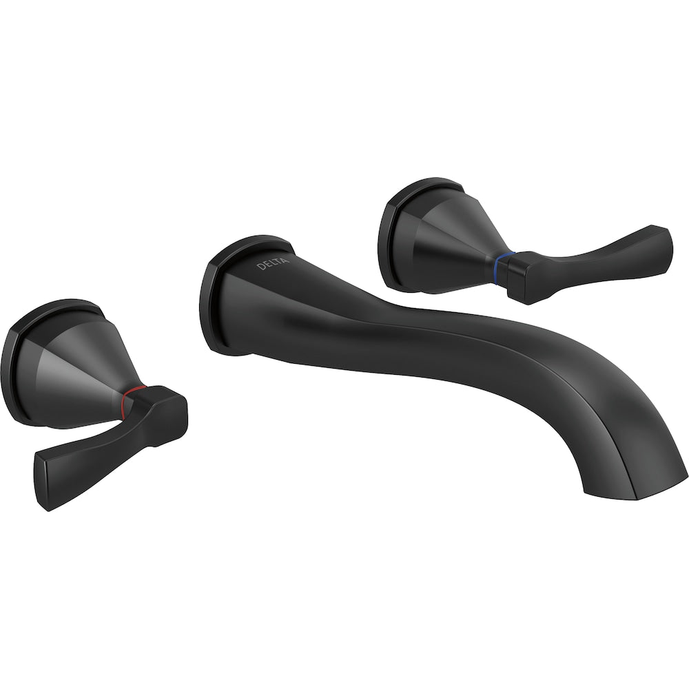 Stryke 8-inch Widespread Two-Handle Wall-Mount Bathroom Faucet Matte Black (Valve Sold Separately)