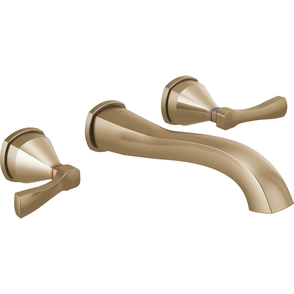 Robinet de salle de bain mural à deux poignées Stryke de 8 pouces, valve en bronze champagne vendue séparément