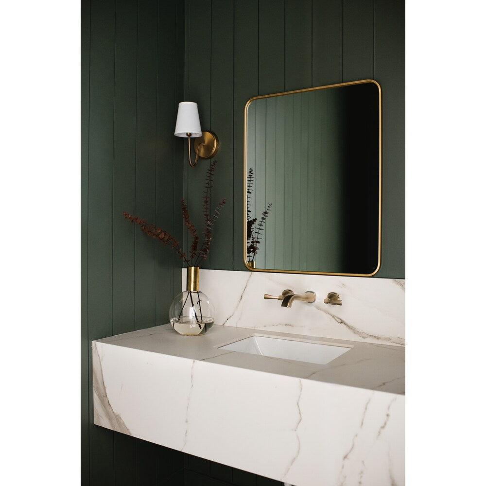 Robinet de salle de bain mural à deux poignées Stryke de 8 pouces, valve en bronze champagne vendue séparément