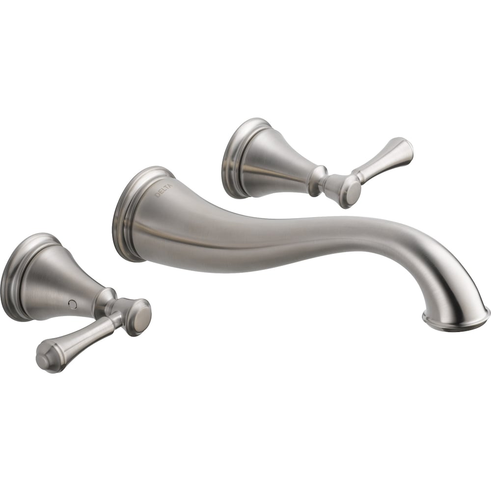 Cassidy Two Handle Wall Mount Bathroom Faucet in Stainless Steel (Valve Not Included)