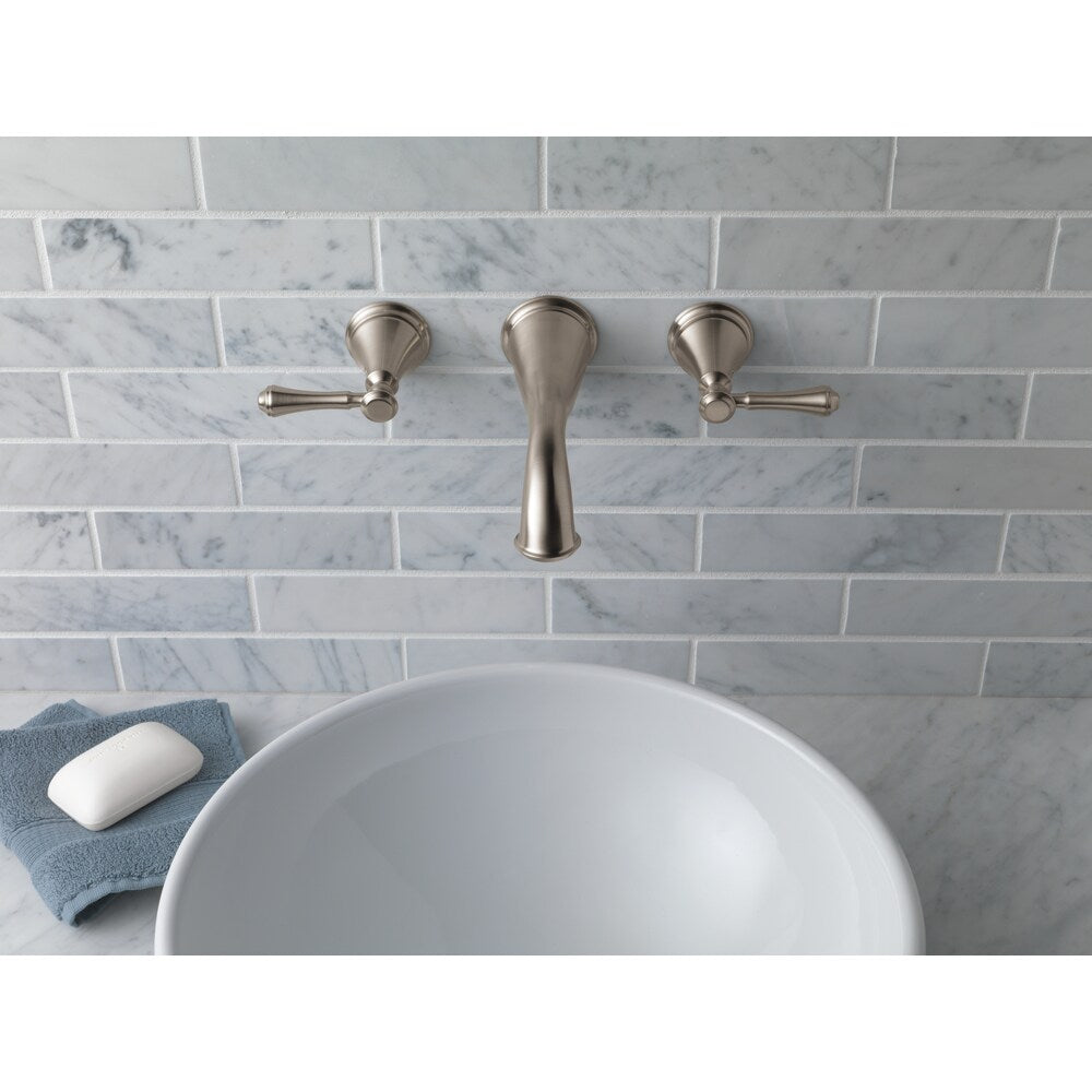 Cassidy Two Handle Wall Mount Bathroom Faucet in Stainless Steel (Valve Not Included)