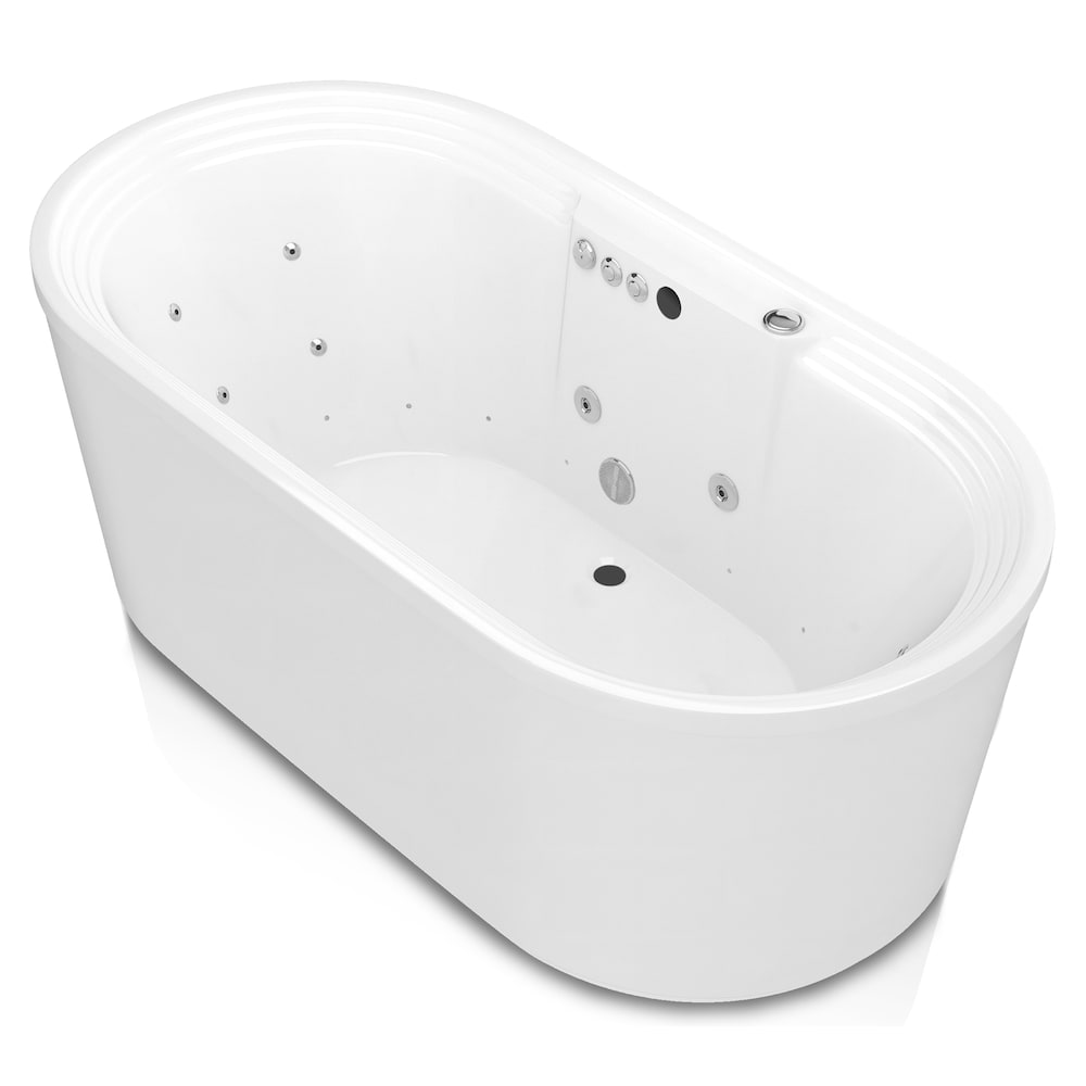 Baignoire à remous et à air autoportante en acrylique Sofi de 67,37 pouces avec drain central en blanc