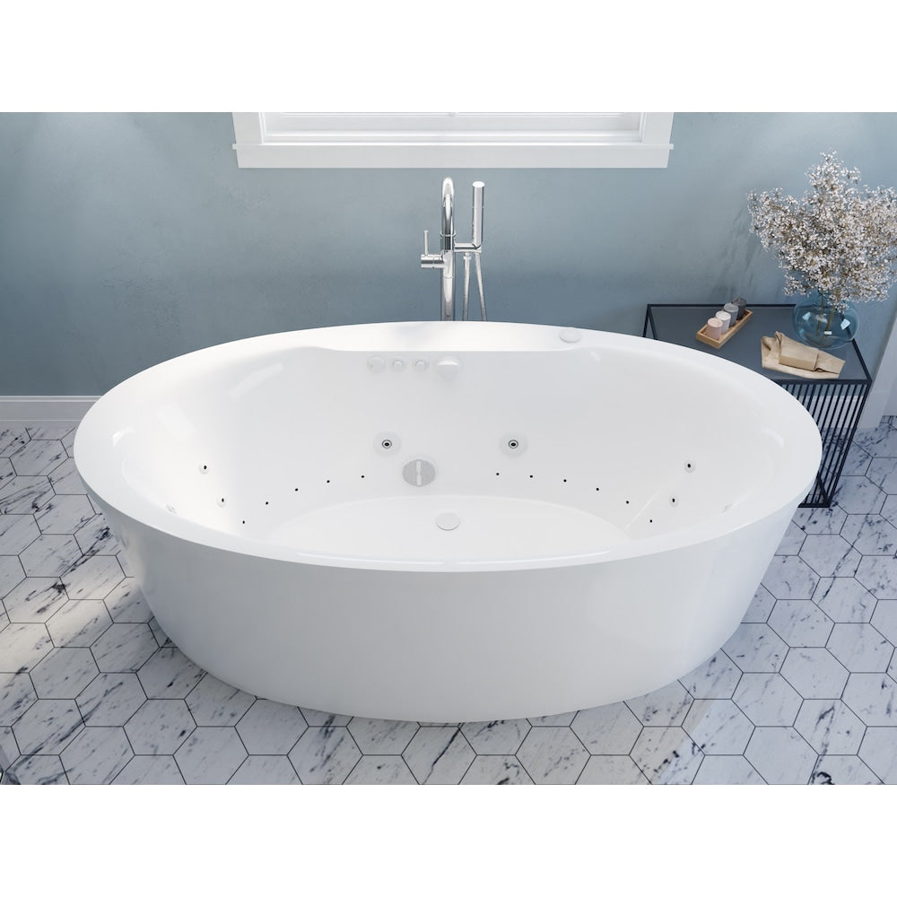 Baignoire à remous et à air Heidi en acrylique à fond plat de 68 pouces en blanc