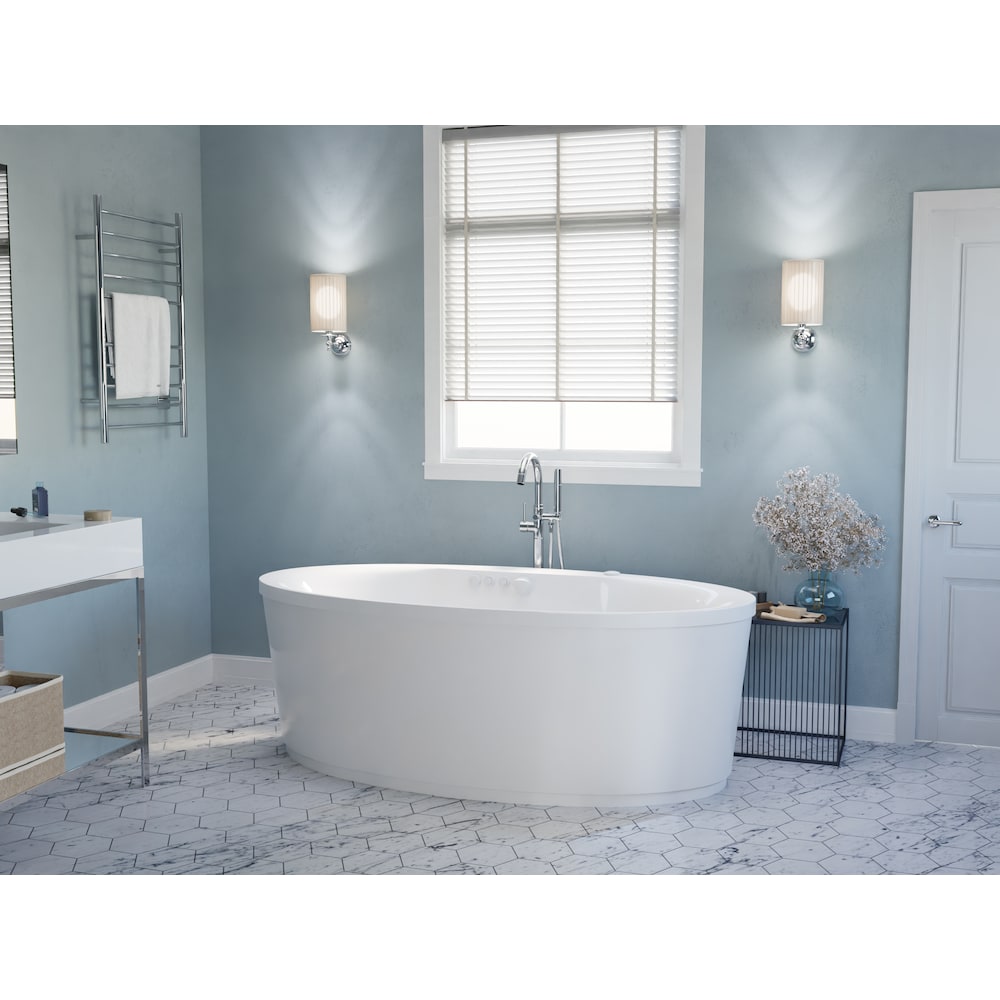 Baignoire à remous et à air Heidi en acrylique à fond plat de 68 pouces en blanc