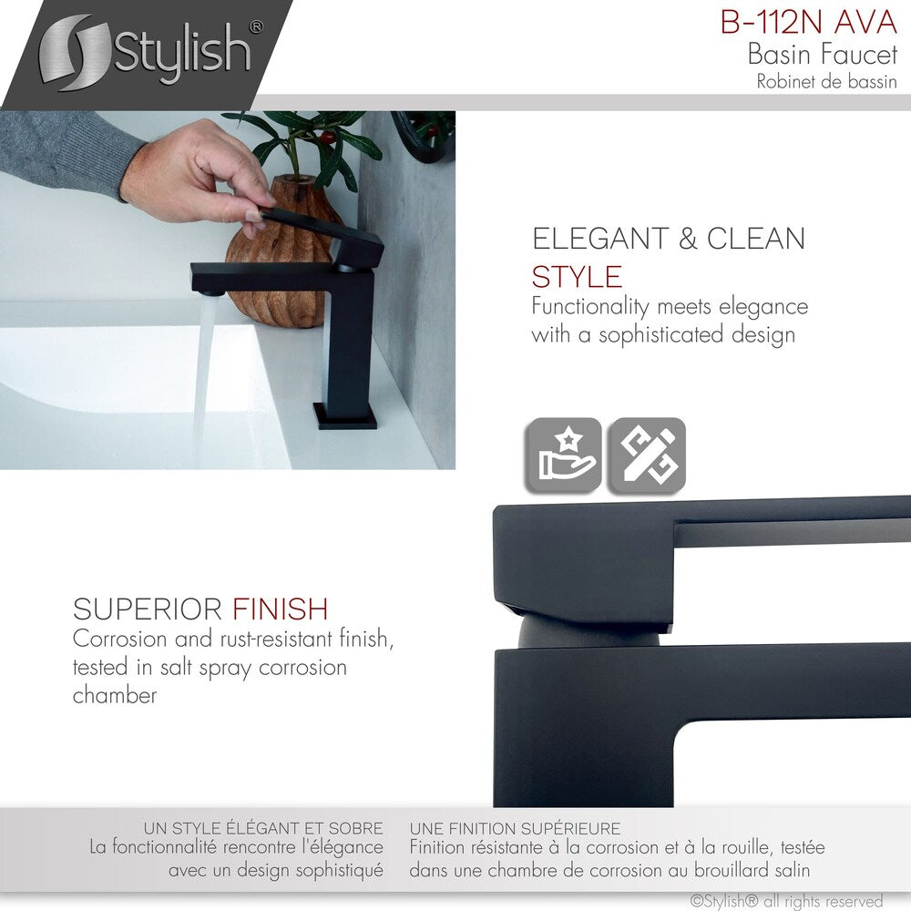 Ava Single Handle Bathroom Faucet Matte Black