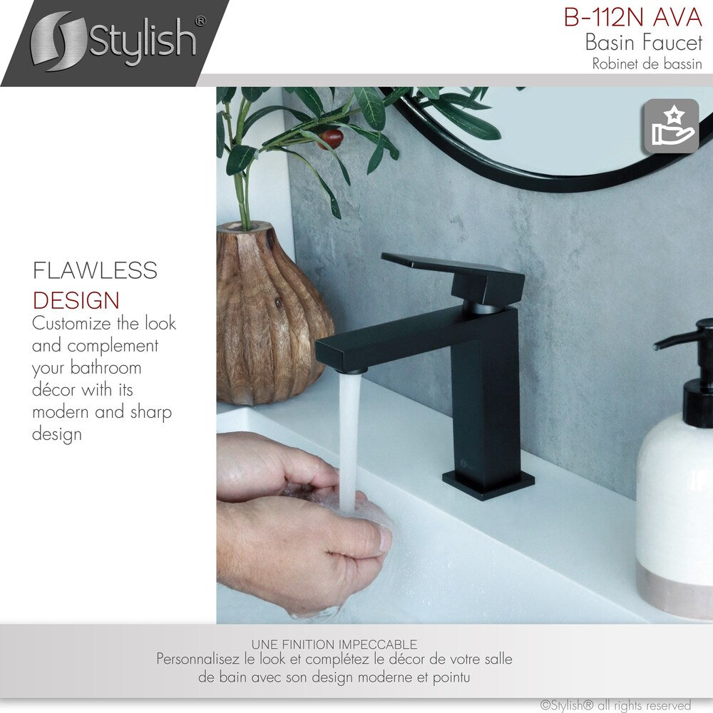 Ava Single Handle Bathroom Faucet Matte Black